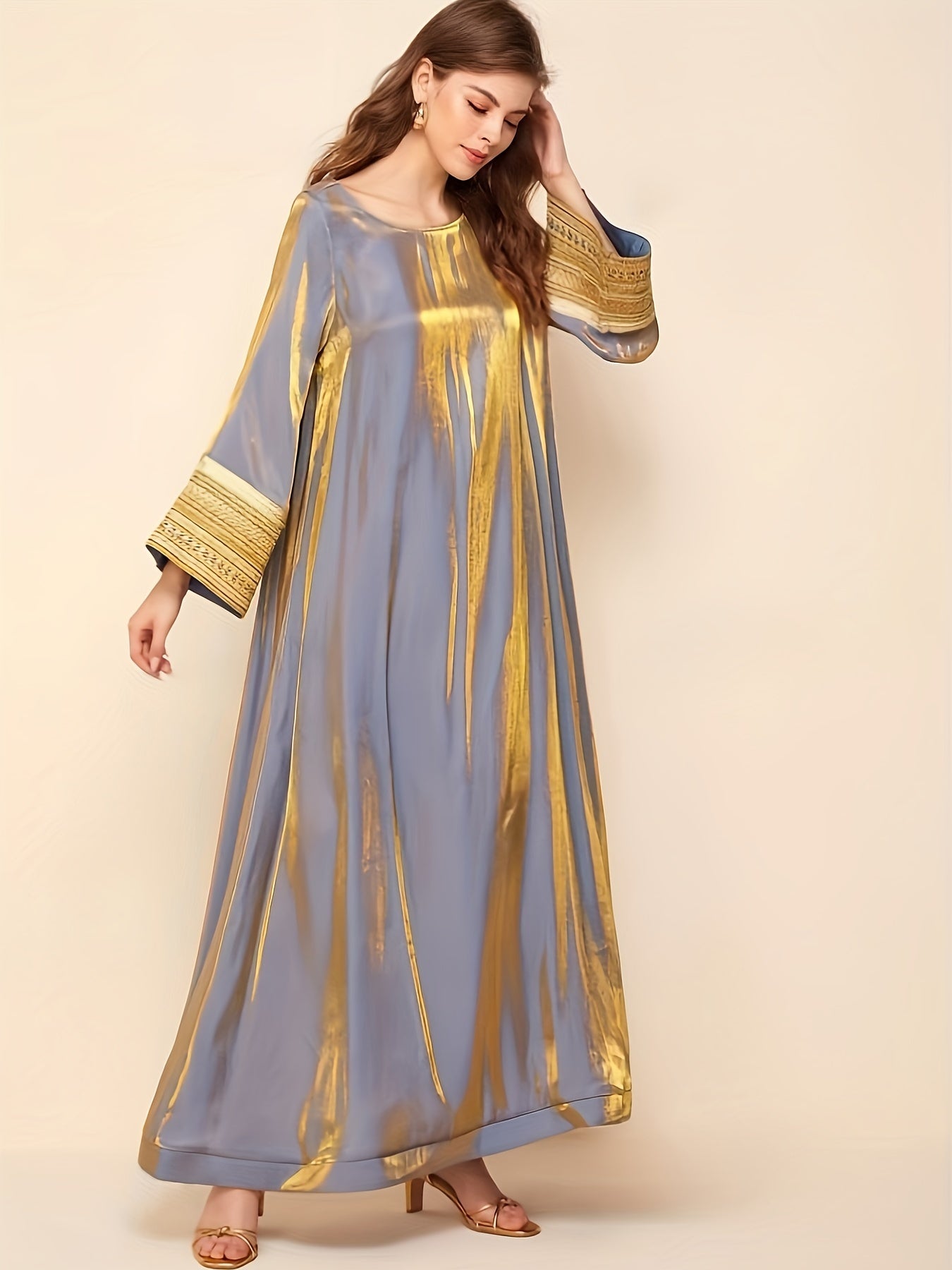 Kaftan Jurk, Elegante Lange Mouw Losse Pasvorm Maxi Jurk