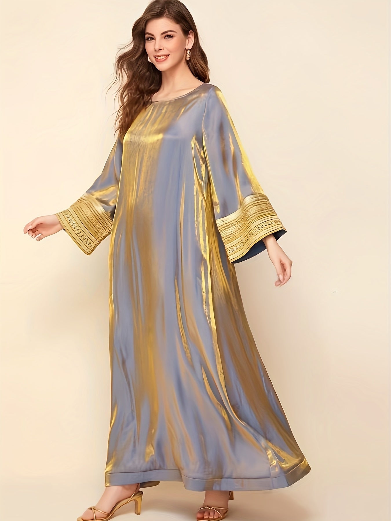 Kaftan Jurk, Elegante Lange Mouw Losse Pasvorm Maxi Jurk