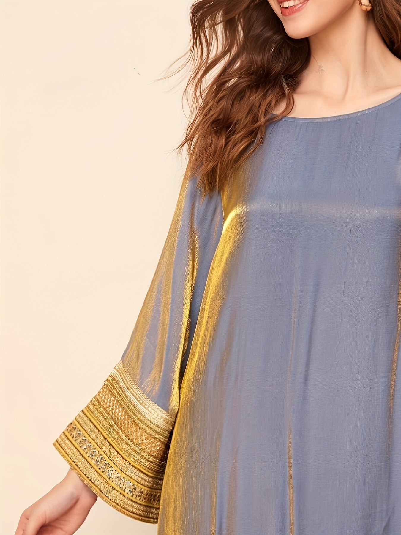 Kaftan Jurk, Elegante Lange Mouw Losse Pasvorm Maxi Jurk